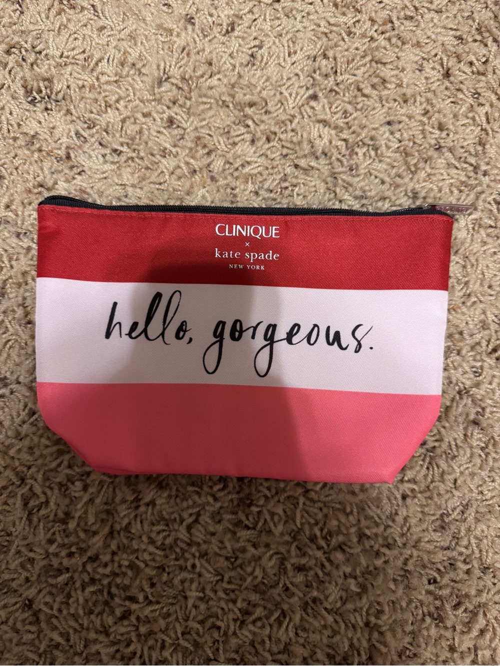 Clinique Kate Spade Red, White & Pink 'hello, gorgeous.' Cosmetic Pouch